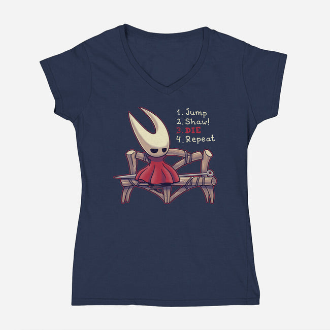 Shaw And Repeat-Womens-V-Neck-Tee-Geekydog