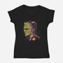 Cyber Frankenstein-Womens-V-Neck-Tee-alfbocreative