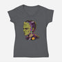 Cyber Frankenstein-Womens-V-Neck-Tee-alfbocreative