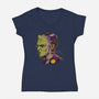 Cyber Frankenstein-Womens-V-Neck-Tee-alfbocreative