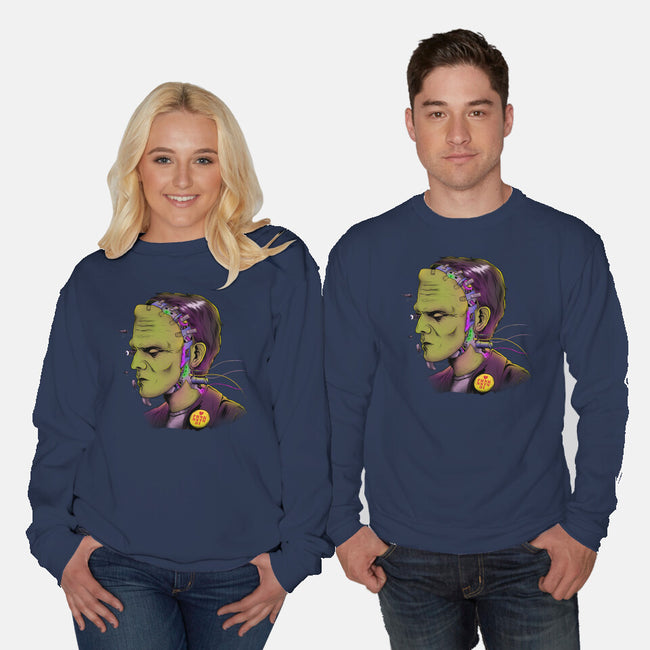 Cyber Frankenstein-Unisex-Crew Neck-Sweatshirt-alfbocreative