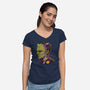 Cyber Frankenstein-Womens-V-Neck-Tee-alfbocreative