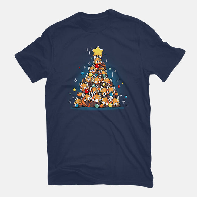 Red Panda Christmas Tree-Womens-Basic-Tee-Vallina84