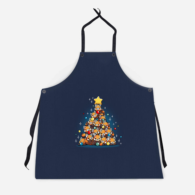 Red Panda Christmas Tree-Unisex-Kitchen-Apron-Vallina84