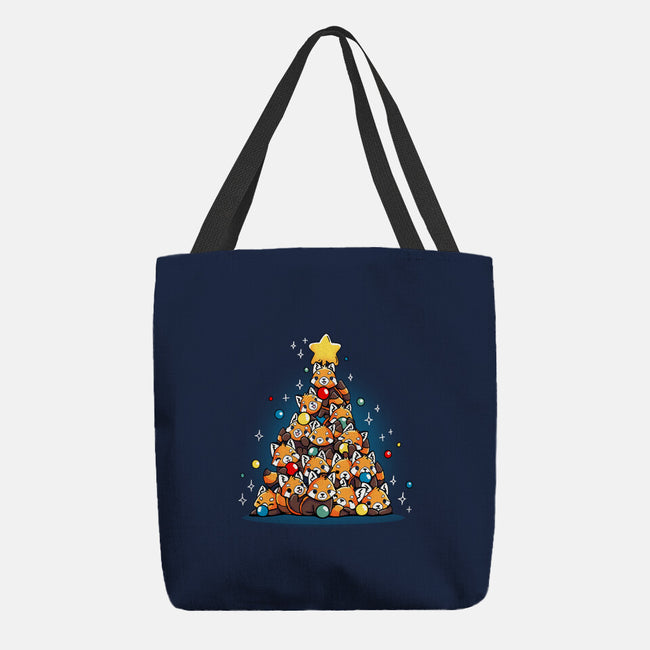 Red Panda Christmas Tree-None-Basic Tote-Bag-Vallina84