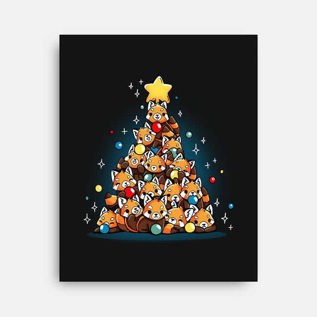 Red Panda Christmas Tree-None-Stretched-Canvas-Vallina84