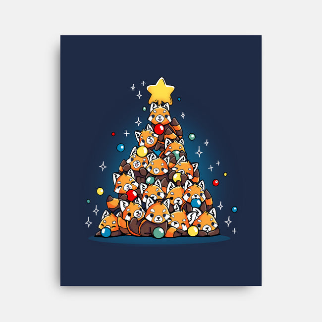 Red Panda Christmas Tree-None-Stretched-Canvas-Vallina84