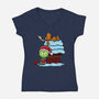 Up On The House Top-Womens-V-Neck-Tee-DrawnByBryan