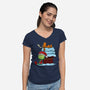 Up On The House Top-Womens-V-Neck-Tee-DrawnByBryan