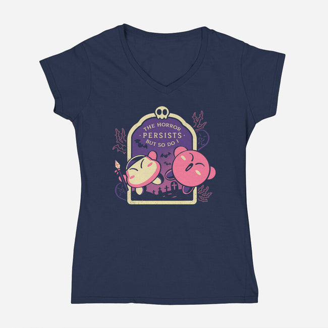 The Horror Persists But So Do I-Womens-V-Neck-Tee-naomori