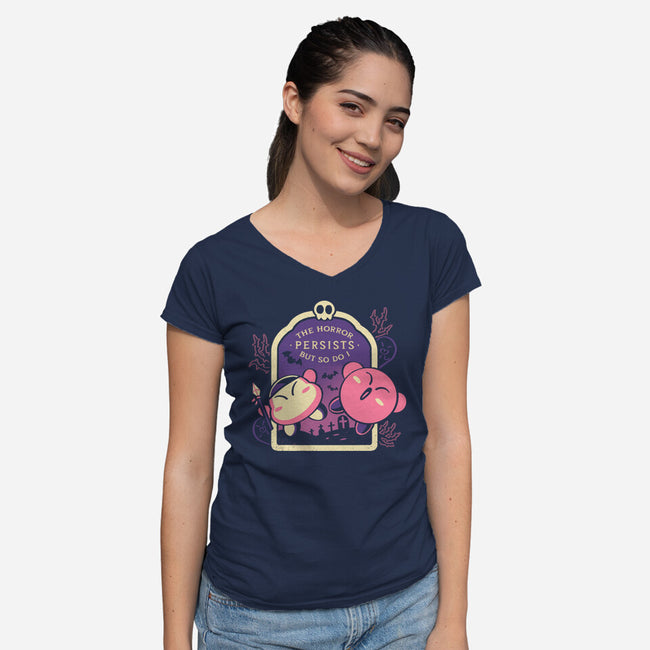 The Horror Persists But So Do I-Womens-V-Neck-Tee-naomori