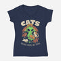 Cats Because People Are Stupid-Womens-V-Neck-Tee-eduely