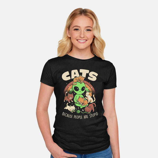 Cats Because People Are Stupid-Womens-Fitted-Tee-eduely