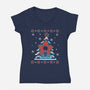Stranger Christmas-Womens-V-Neck-Tee-Vallina84