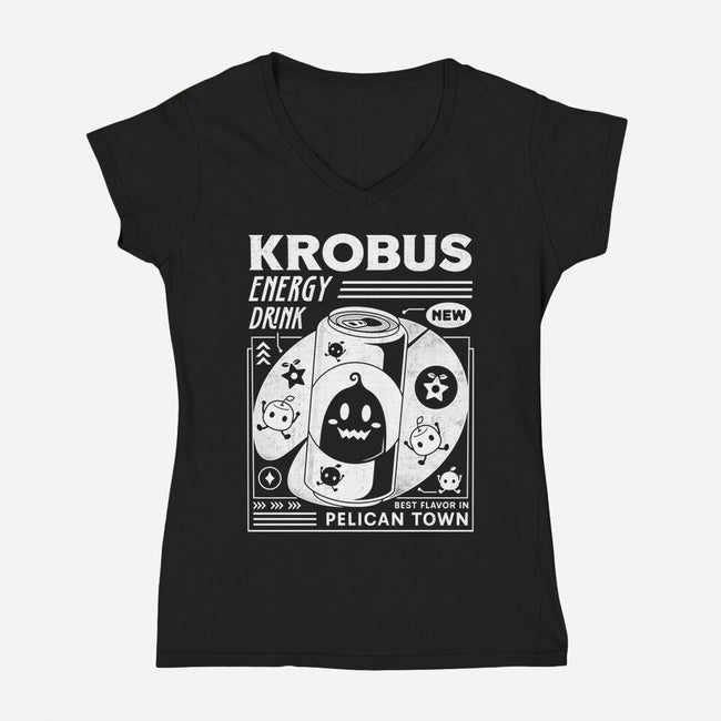 Krobus Energy Drink Grunge-Womens-V-Neck-Tee-LAGELANTEE