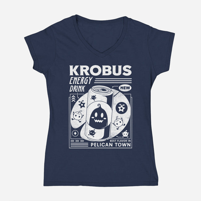 Krobus Energy Drink Grunge-Womens-V-Neck-Tee-LAGELANTEE