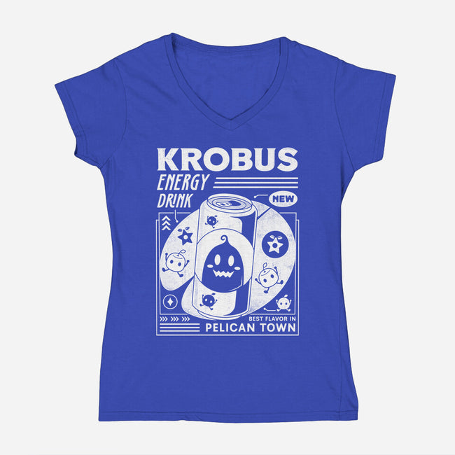 Krobus Energy Drink Grunge-Womens-V-Neck-Tee-LAGELANTEE