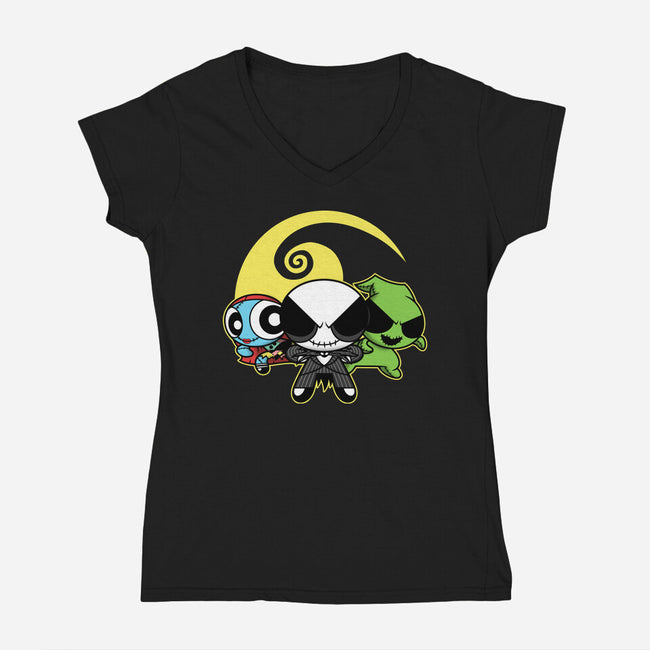 The Nightmarepuffs-Womens-V-Neck-Tee-Barbadifuoco