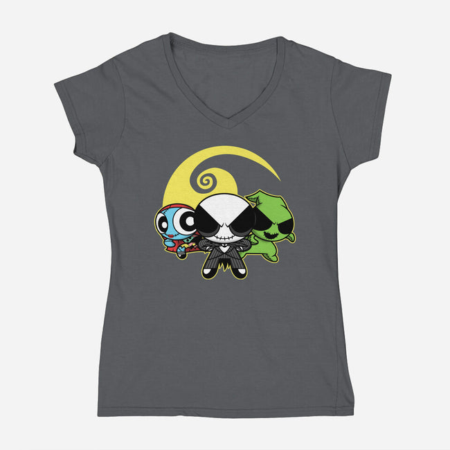 The Nightmarepuffs-Womens-V-Neck-Tee-Barbadifuoco