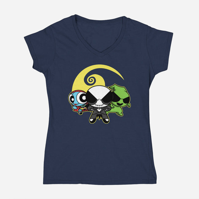 The Nightmarepuffs-Womens-V-Neck-Tee-Barbadifuoco