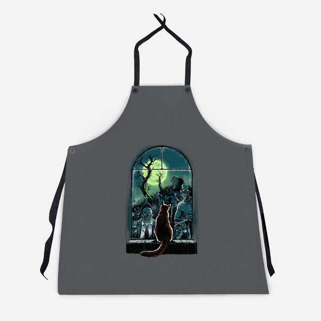 Watching The Zombies-Unisex-Kitchen-Apron-zascanauta