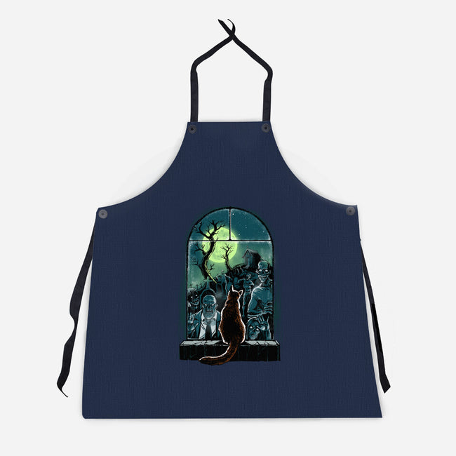 Watching The Zombies-Unisex-Kitchen-Apron-zascanauta