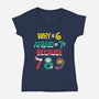 Why Is 6 Afraid Of 7-Womens-V-Neck-Tee-krisren28