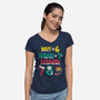 Why Is 6 Afraid Of 7-Womens-V-Neck-Tee-krisren28