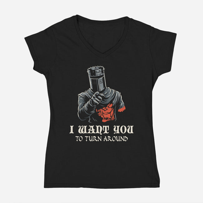 I Want You To Turn Around-Womens-V-Neck-Tee-Marinho