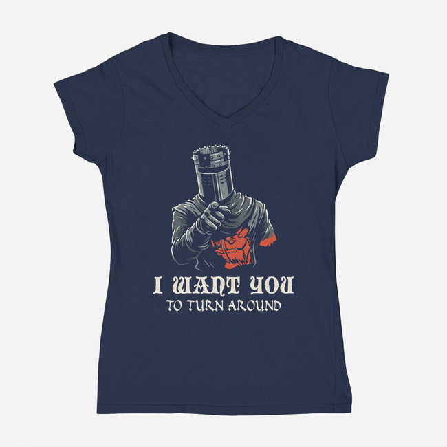 I Want You To Turn Around-Womens-V-Neck-Tee-Marinho