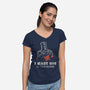 I Want You To Turn Around-Womens-V-Neck-Tee-Marinho