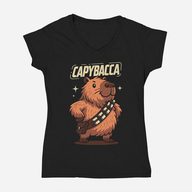 Capybacca-Womens-V-Neck-Tee-Marinho