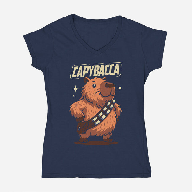 Capybacca-Womens-V-Neck-Tee-Marinho