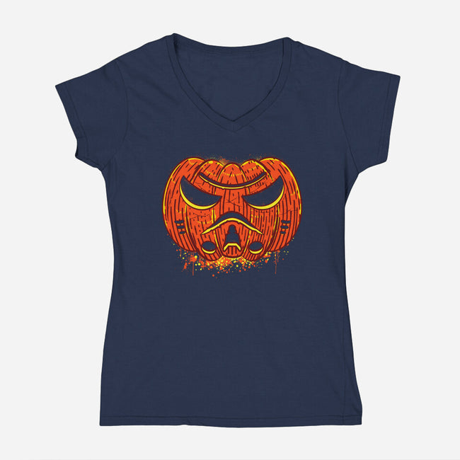Spookytrooper-Womens-V-Neck-Tee-rocketman_art