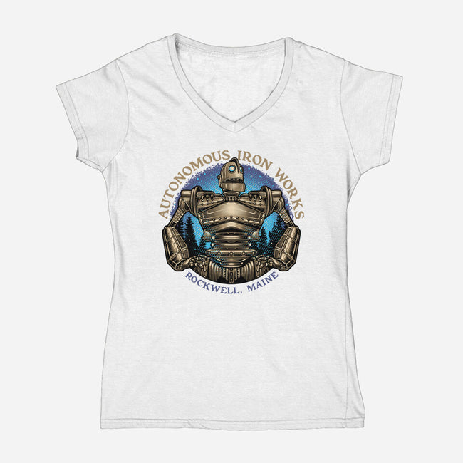 Autonomous Iron Works-Womens-V-Neck-Tee-glitchygorilla