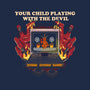 Playing With The Devil-Womens-V-Neck-Tee-Green Devil
