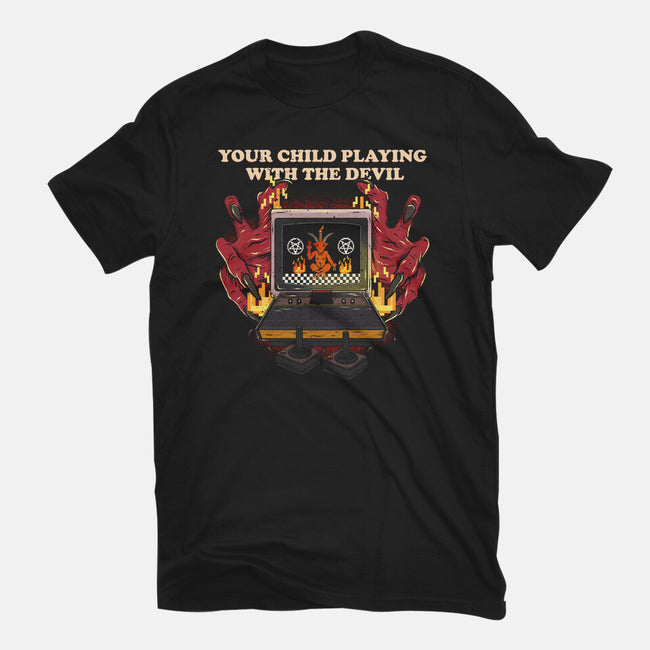Playing With The Devil-Womens-Fitted-Tee-Green Devil