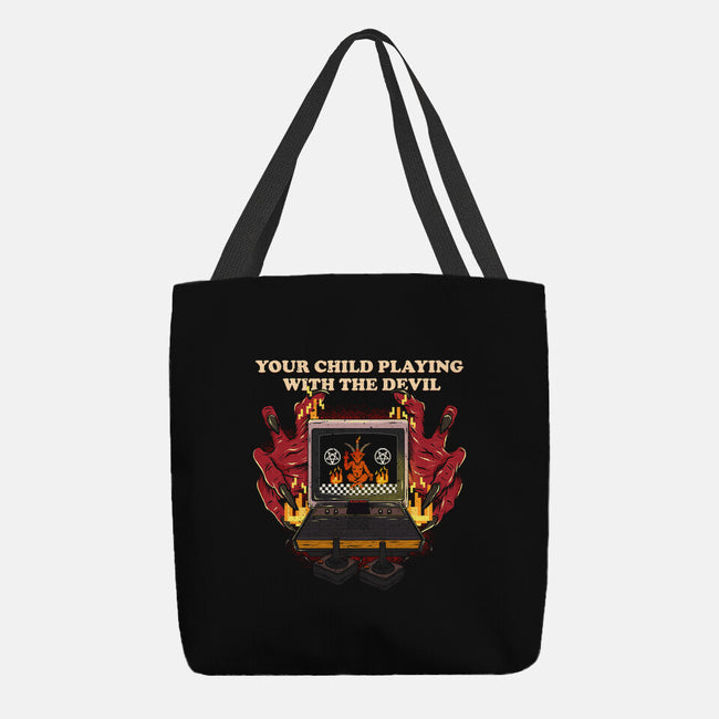 Playing With The Devil-None-Basic Tote-Bag-Green Devil