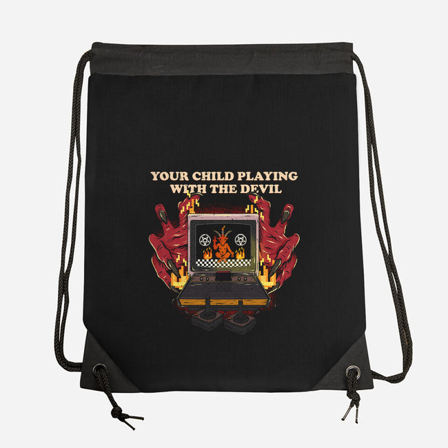 Playing With The Devil-None-Drawstring-Bag-Green Devil