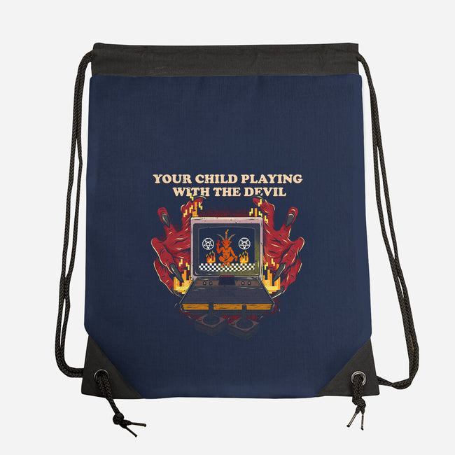 Playing With The Devil-None-Drawstring-Bag-Green Devil