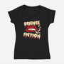 Double Feature-Womens-V-Neck-Tee-Green Devil