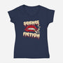 Double Feature-Womens-V-Neck-Tee-Green Devil