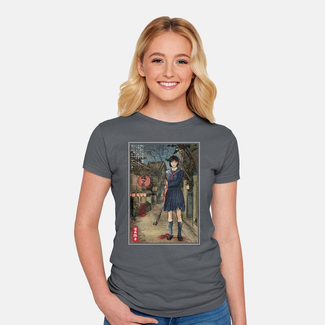 Hinako In Japan Woodblock-Womens-Fitted-Tee-DrMonekers