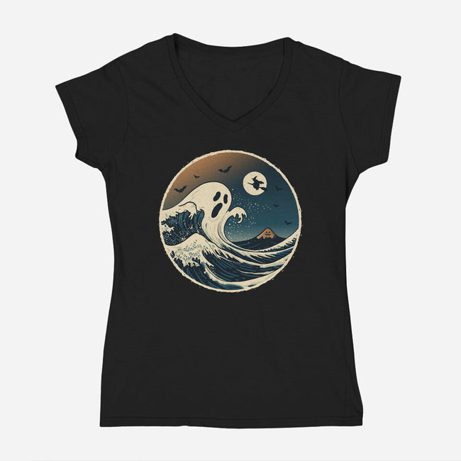 The Spooky Wave-Womens-V-Neck-Tee-NMdesign