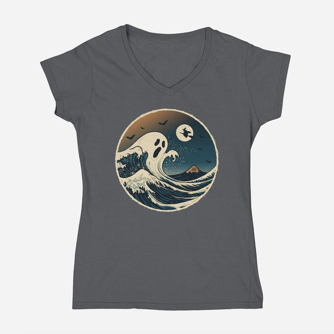 The Spooky Wave-Womens-V-Neck-Tee-NMdesign