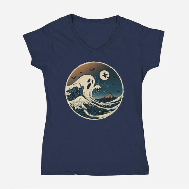The Spooky Wave-Womens-V-Neck-Tee-NMdesign