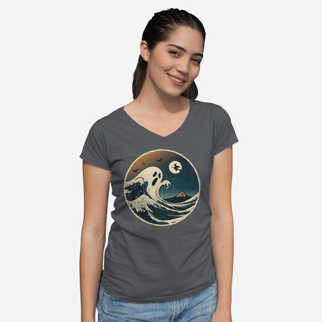 The Spooky Wave-Womens-V-Neck-Tee-NMdesign
