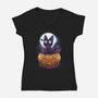 Jiji Pumpkin-Womens-V-Neck-Tee-dandingeroz
