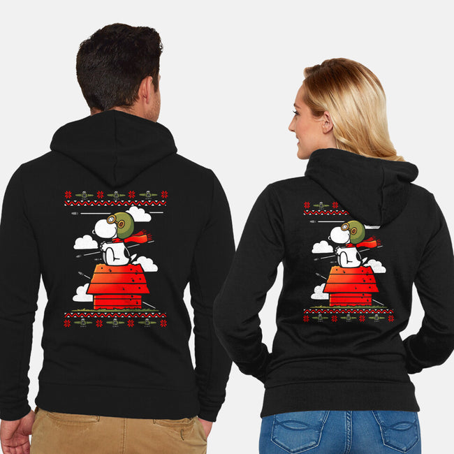 Red Christmas Ugly Sweater-Unisex-Zip-Up-Sweatshirt-Vallina84