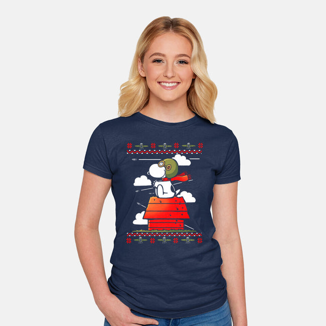 Red Christmas Ugly Sweater-Womens-Fitted-Tee-Vallina84